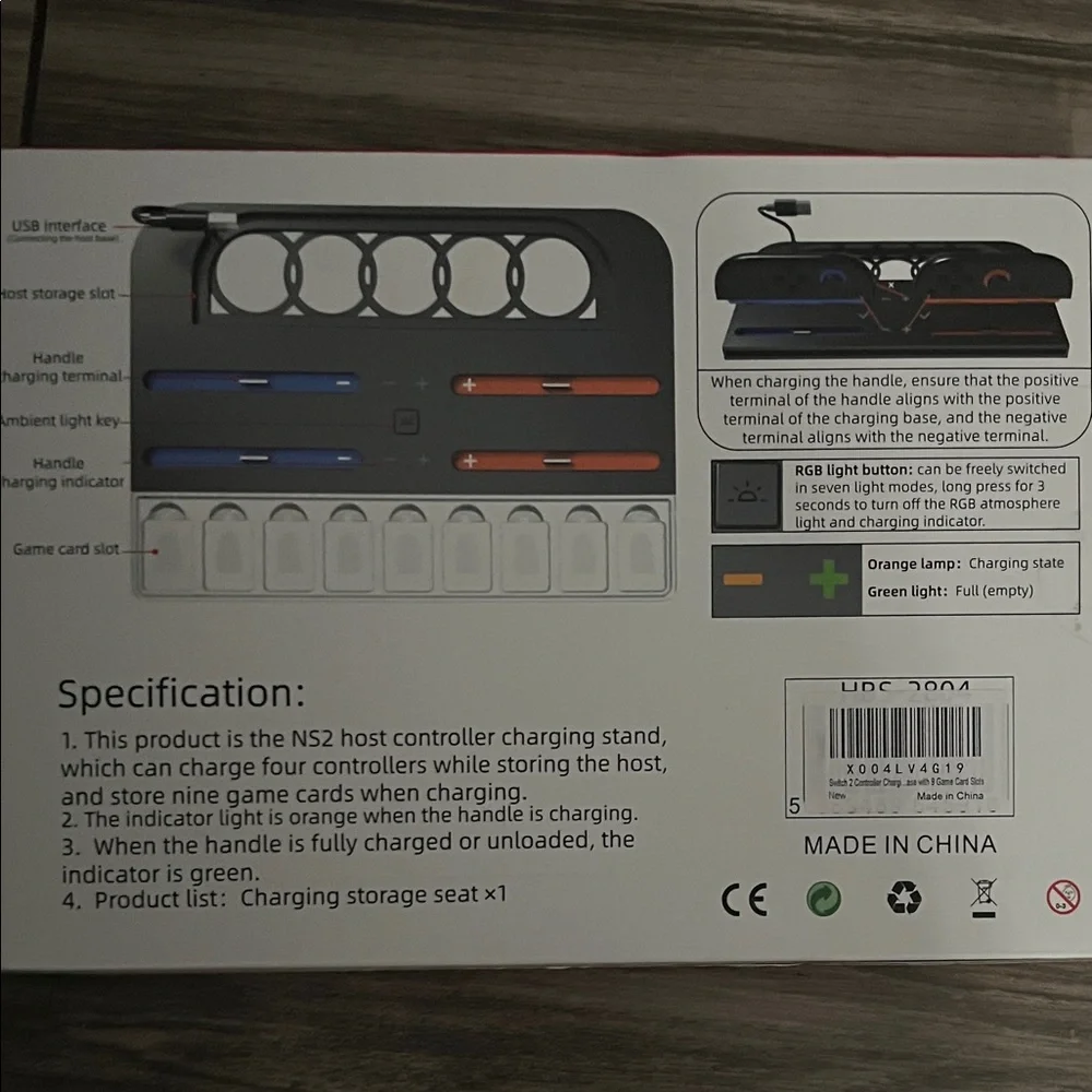 Nintendo Switch 2 Black Gaming Console Dock with LED Lights